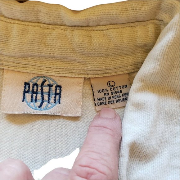 Vintage PASTA Lt Green Pinstriped V-Hem Button Front Popover Shirt Large - Picture 7 of 8